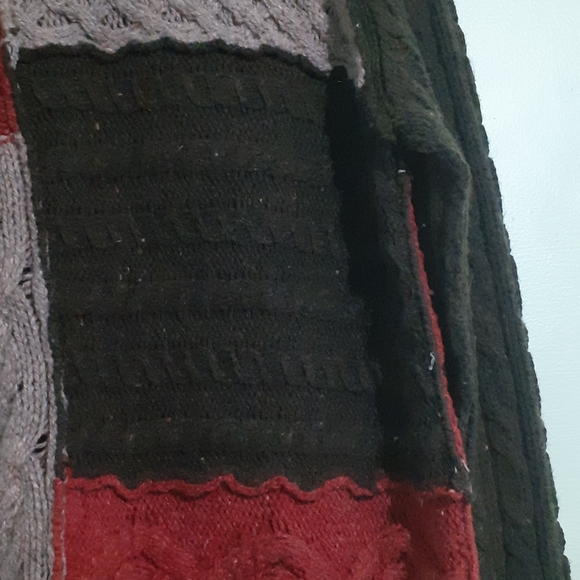 Fisherman Patchwork Chunky Wool Sweater Aran-Donegal Cable Knit WinterFall Green - Picture 4 of 4